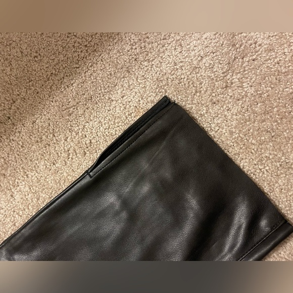 Super High Waisted Faux Leather Vented Hem Modern Straight Pant - Picture 7 of 9